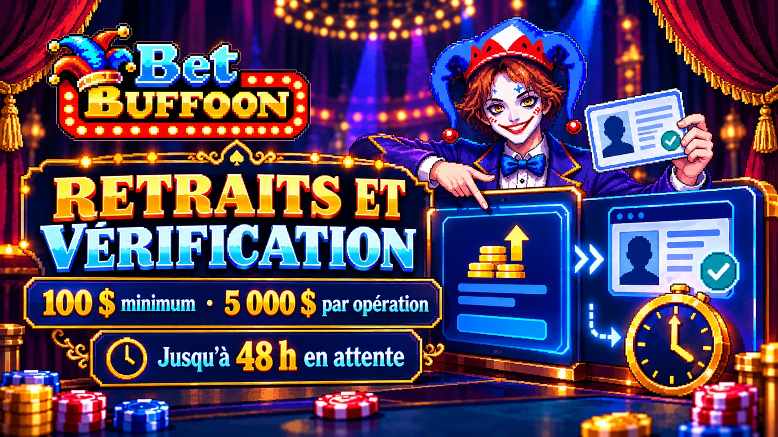 Retraits Bet Buffoon : seuils publiés et vérification du compte
